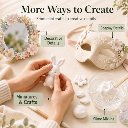 White Air Dry Foam Clay 100g/3.5oz, Soft & Easy to Mold - color: White