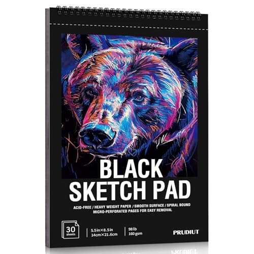 160gsm Black Paper Sketchbook 5.5×8.5In, Spiral Bound Black Notebook - size: 5.5×8.5 Inch (1 pack)