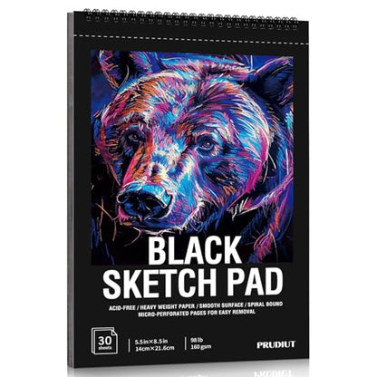 160gsm Black Paper Sketchbook 5.5×8.5In, Spiral Bound Black Notebook - size: 5.5×8.5 Inch (1 pack)