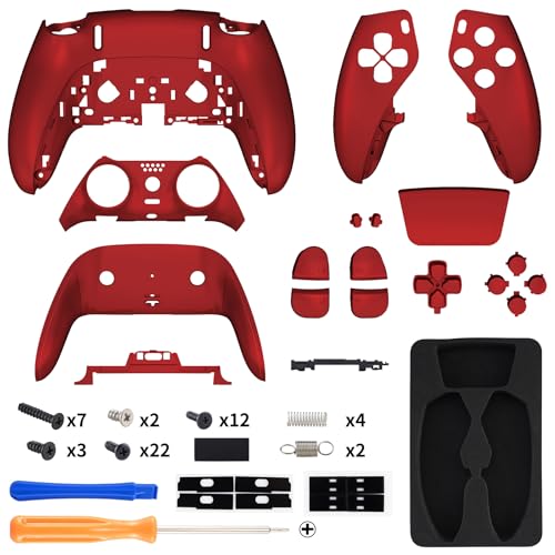 eXtremeRate Full Set Shell with Buttons Touchpad Cover Compatible with ps5 Edge Controller, Scarlet Red Replacement Decorative Trim Shell Front Back Plates Compatible with ps5 Edge Controller - color: Scarlet Red