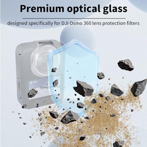 2pcs Lens Guards for DJI Osmo 360 Camera, Optical Tempered Glass Lens Protector Cover 9H Hardness High Transmittance for Camera Accessories