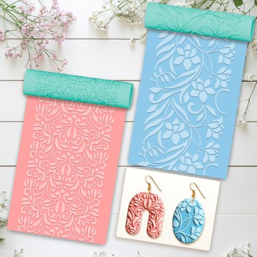 beinkmake 5 Pcs Vine Polymer Clay Texture Roller Floral Pattern Clay Roller for Jewelry Making Embossing Pottery Tool for DIY - color: Vine Patterns