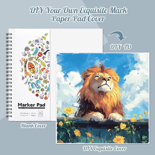 3 Pack Marker Paper Pad, 8.3 × 8.9 in, Double-Sided, 200gsm - size: 8.3×8.9 Inch (3 Pack)
