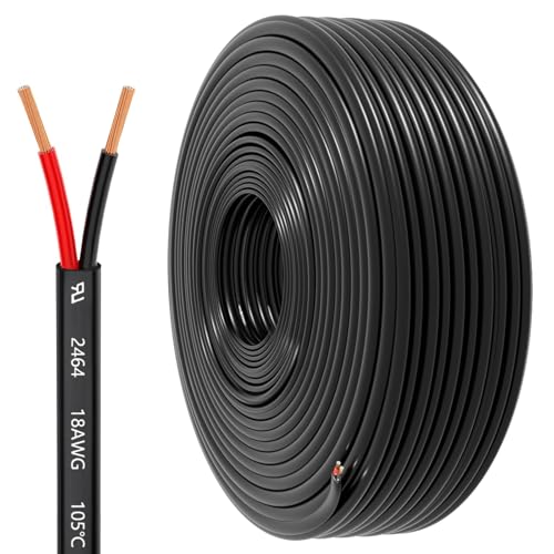 18 Gauge 2 Conductor Electrical Wire, 18 AWG 0.82mm Wire PVC Cord, 12V/24V DC Low Voltage/Copper-clad Aluminum(CCA)Flexible/2 Wire for Automotive LED Strips Lamp Lighting Marine (9.2M/30FT) - color: 18AWC, size: 30FT