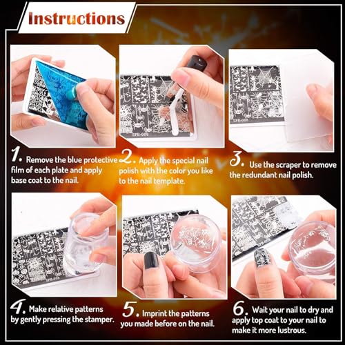 Whaline 6 Pcs Valentine's Day St. Patrick's Day Easter Nail Plates Stamping Set Heart Shamrock Egg Stamp Templates Nail Art Plates for DIY Print Manicure Salon Design - style: Valentine's Day St. Patrick's Day Easter
