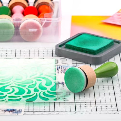 26 Pcs/Sets Ink Blending Tool Sets, Include 2 Pcs Round Ink Mini Applicator Tools and 24 Pcs Replacement Refill Foam Pads for Drawing Distressing Blending Scrapbooking & Stamping Supplies (Blue) - color: Blue
