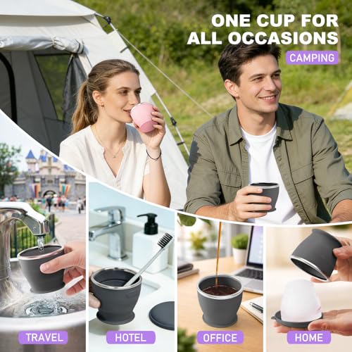 Collapsible Travel Cup, Foldable Water Cup with Lid, for Travel - color: Black