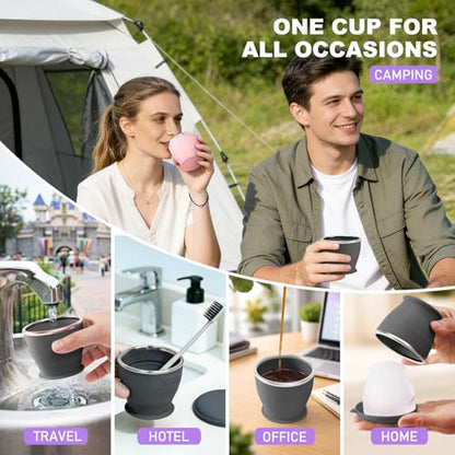Collapsible Travel Cup, Foldable Water Cup with Lid, for Travel - color: Black