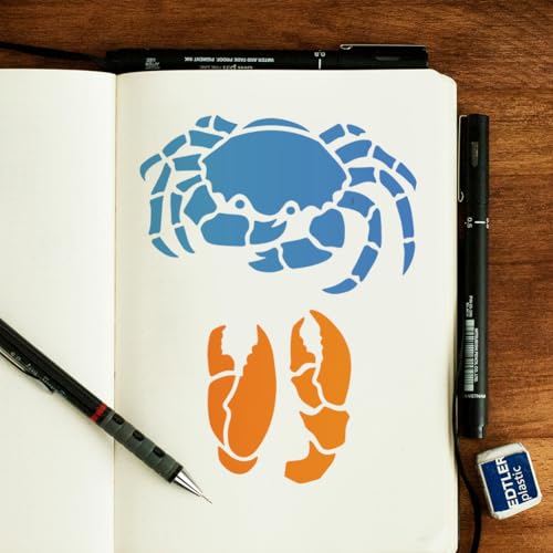Crab Claws Wall Stencil for Painting 11.8" x 11.8" Reusable - style: Crab