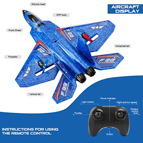 F22 RC Fighter Plane 2CH Ready to Fly RC Airplane for Beginners - color: Blue F-22 Raptor
