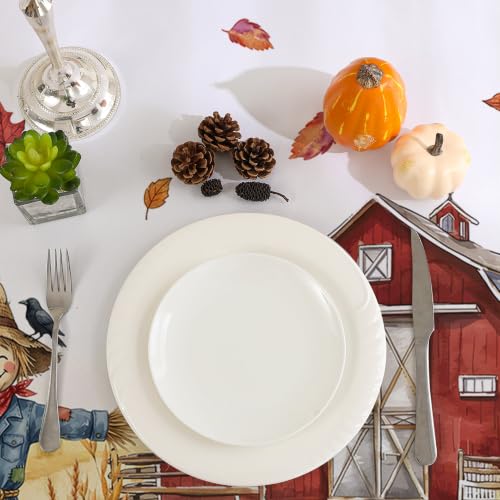 Fall Square Tablecloth 52x52 Inches Pumpkin Fade Resistant - color: Scarecrowe, size: 52" x 52" (Square)