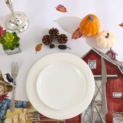 Fall Square Tablecloth 52x52 Inches Pumpkin Fade Resistant - color: Scarecrowe, size: 52" x 52" (Square)