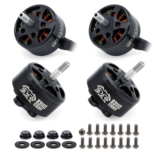 4pcs Surpass B3110 1280KV FPV Brushless Motors 5S for FPV Racing Drone Quadcopter with 250mm 18AWG Silicone Wires(Black)