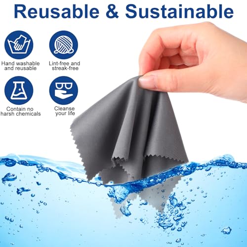 Frienda 50 Pcs Microfiber Glass Cleaning Cloths Lens, Dark Gray - color: Dark Gray