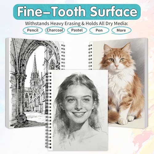 FIXSMITH 9"X12" Sketch Book, 100 Sheets, 68 lb/100gsm Sketchbook, Teal - color: Teal, size: 9"x12"-1 Pack
