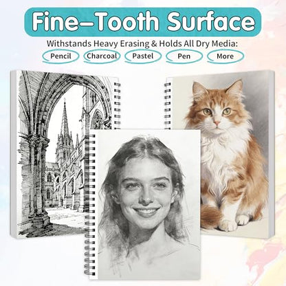 FIXSMITH 9"X12" Sketch Book, 100 Sheets, 68 lb/100gsm,4 Pack Teal - color: Teal, size: 9"x12"-4 Pack