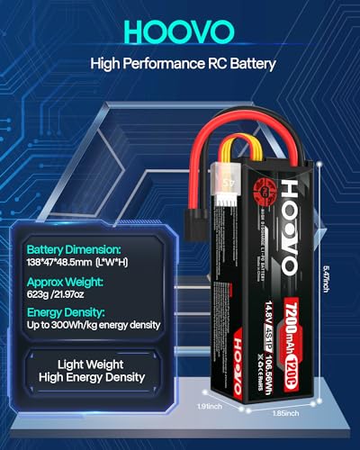 HOOVO 4S Lipo Battery 14.8V 120C 7200mAh RC Car Batteries Hard Case TR Plug