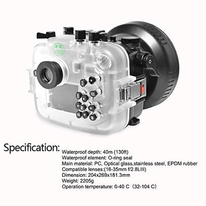 Sea frogs Waterproof Housing Case Underwater Diving Camera Case with Flat Long Port 40M/130FT for Canon EOS RP