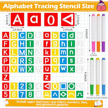 72 Pcs Preschool Letters Stencils and Number Stencils Set, 2.4 Inch