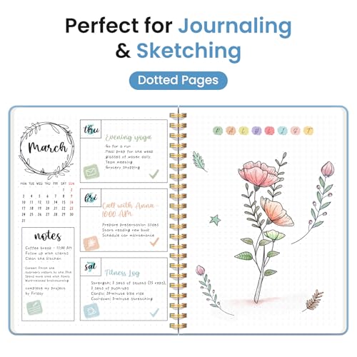 Taja Grid Spiral Notebook for Work, 5.7"x7.9" Spiral Dotted Grid Journal - color: D-Blue, style: b-Dotted
