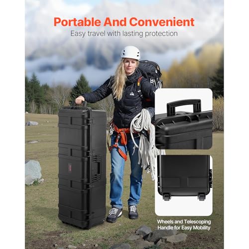 VEVOR Dry Box, Waterproof Hard Case with Pre-Cut Foam, 44 x 16 x 13.5inch - size: 112x41x34 cm