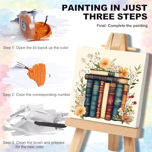 4 Pack Framed Paint by Numbers Kit for Adults with Wooden Easel, Book - color: YOP4P06