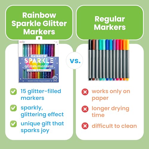 Ooly Rainbow Sparkle Glitter Markers, Set of 15 - color: Glitter