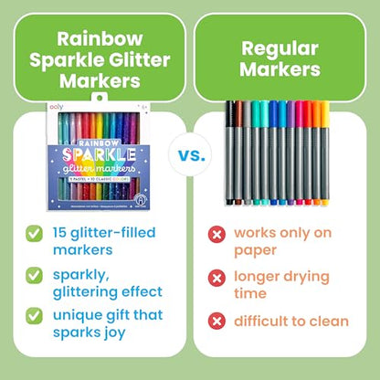 Ooly Rainbow Sparkle Glitter Markers, Set of 15 - color: Glitter