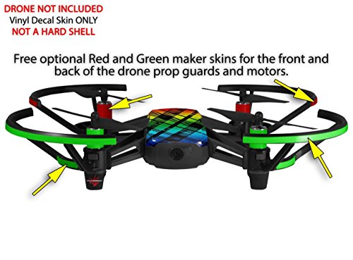 Skin Decal Wrap 2 Pack Compatible with DJI Ryze Tello Rainbow Plaid Drone NOT Included