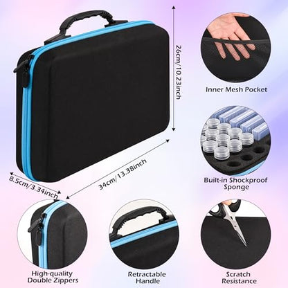 MERATIA Diamond Painting Storage Case Organizer, 40 Slots with Accessories - color: Blue-10 square+30 round bottles