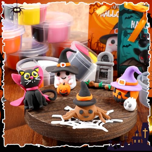 Capoda 18 Set Halloween DIY Craft Kit Halloween Air Dry Clay Kit - style: Halloween