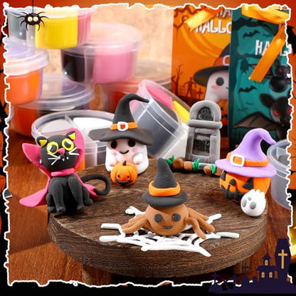 Capoda 18 Set Halloween DIY Craft Kit Halloween Air Dry Clay Kit - style: Halloween