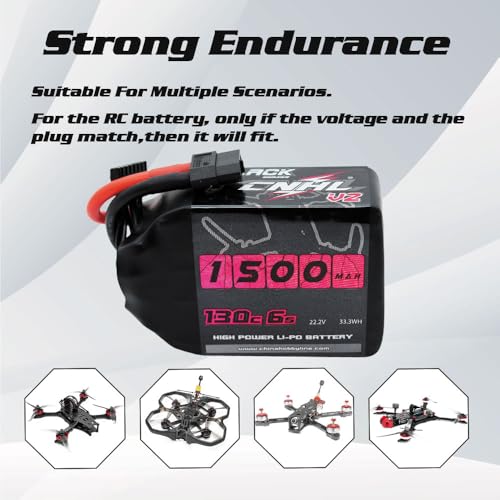CNHL 1500mAh 6S LiPo Battery 22.2V 130C with XT60 Plug (2 Packs)