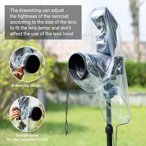 2PCS Clear Camera Rain Cover w Flash for Camera + Lens up to 6.3"x9.8"(DXL) - color: (2Pack)for Camera w Flash