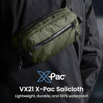 tomtoc 1.5L X-Pac Sling Bag with RFID Blocking Crossbody Pack for Men Women - color: X-Pac Olive, size: 1.5L