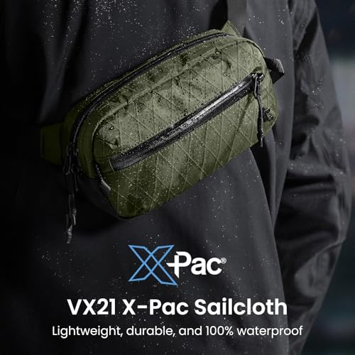 tomtoc 3.5L X-Pac Sling Bag with RFID Blocking Crossbody Pack for Men Women - color: X-Pac Olive, size: 3.5L