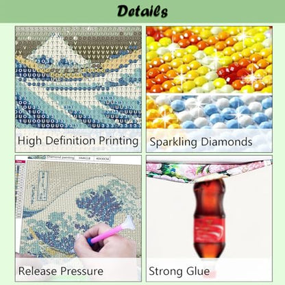 Lanzeyo Diamond Art Kits for Adults 4 Pack The Great Wave Diamond Painting - color: 08 Fuji