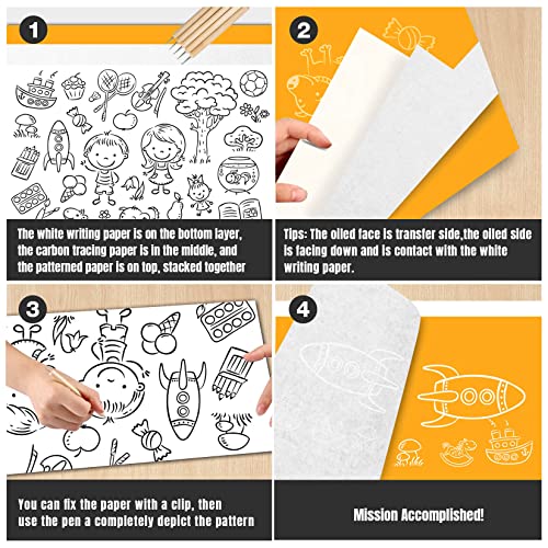 PSLER White Carbon Paper for Tracing - 30Pcs Graphite Transfer Paper, A4 - color: white