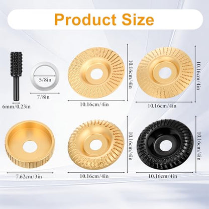 COMNICO Wood Carving Disc Set 14 Pcs 4" or 4 1/2" Angle Grinder Attachments - style: Style A