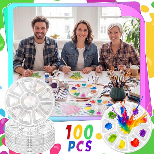 100 Pcs Large Clear Paint Tray Palette, Round Petals - style: Round Petals