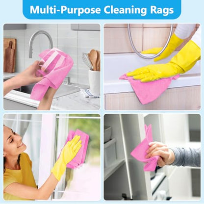 GLIMGLINT Microfiber Cleaning Cloth 100 Pack, Reusable Paper Towels 11 x 9 - color: Pink