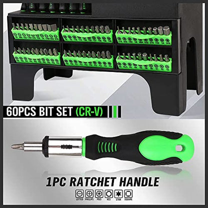 118-Piece Magnetic Screwdriver Set with Plastic Racking, Precision Screwdrivers, Magnetizer, Demagnetizer, Nut Drivers, Ratchet Handles, Allen Keys, Sockets & More - DIY Tools & Gift for Men - style: Durable