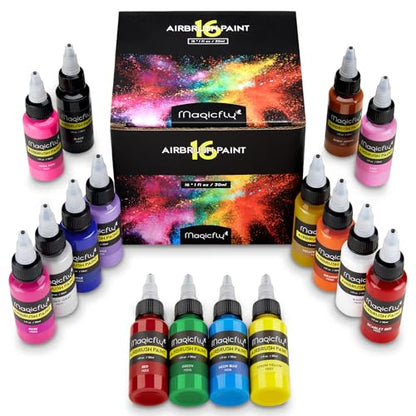 Magicfly Airbrush Paint, 16 Colorsx30ml Air Brush Paint, Airbrush Paint Set