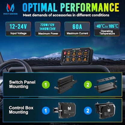 MICTUNING P1C+ RGB 8 Gang Switch Panel, IP67 Waterproof - color: Wired, size: 8 Gang
