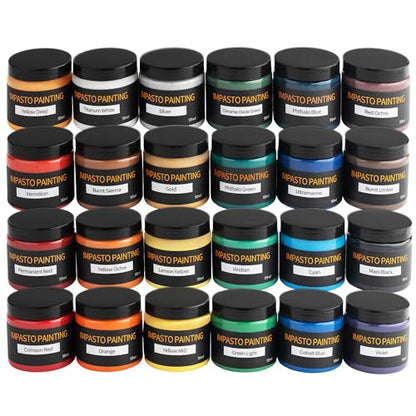 Textured Acrylic Paint w/Sand, 24 Colors 3.3oz, Heavy Body for 3D Art