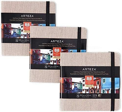 ARTEZA Watercolor Journals, 5.5 x 5.5 in, 3 Pack, 88 Pages Each - color: Gray, size: 3 Pack