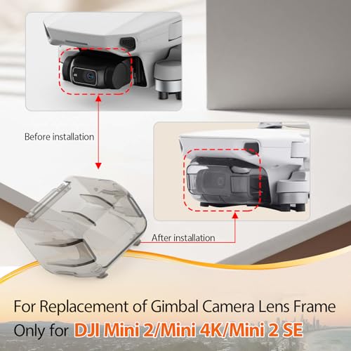 for DJI Mavic Mini 4K Gimbal Camera Protector Lens Dustproof Replacemen for DJI Mini 2/Mini 4K/Mini 2 SE Gimbal Camera Lens Cover Cap Drone Accessories Parts (Black Transparent)
