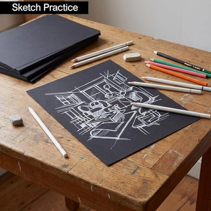 Black Cardstock Paper Pad, 30 Sheets, 230Gsm, 8.3 x 11.7 in