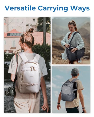 BAGSMART 2 in 1 Small Camera Backpack for DSLR, Fits 12.9" iPad, Camel - color: Camel