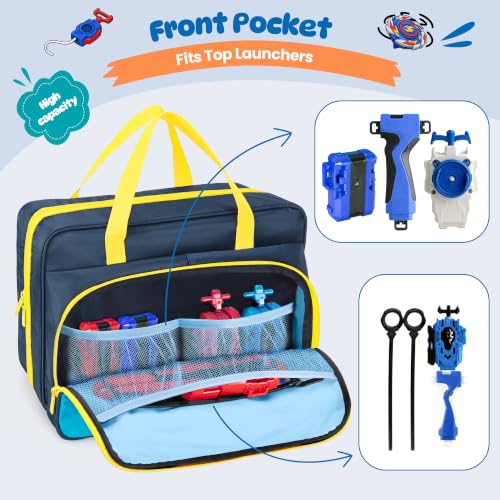 CURMIO Empty Battling Tops Organizer Case, Portable Gyro Toy Storage Bag - color: Navy-white